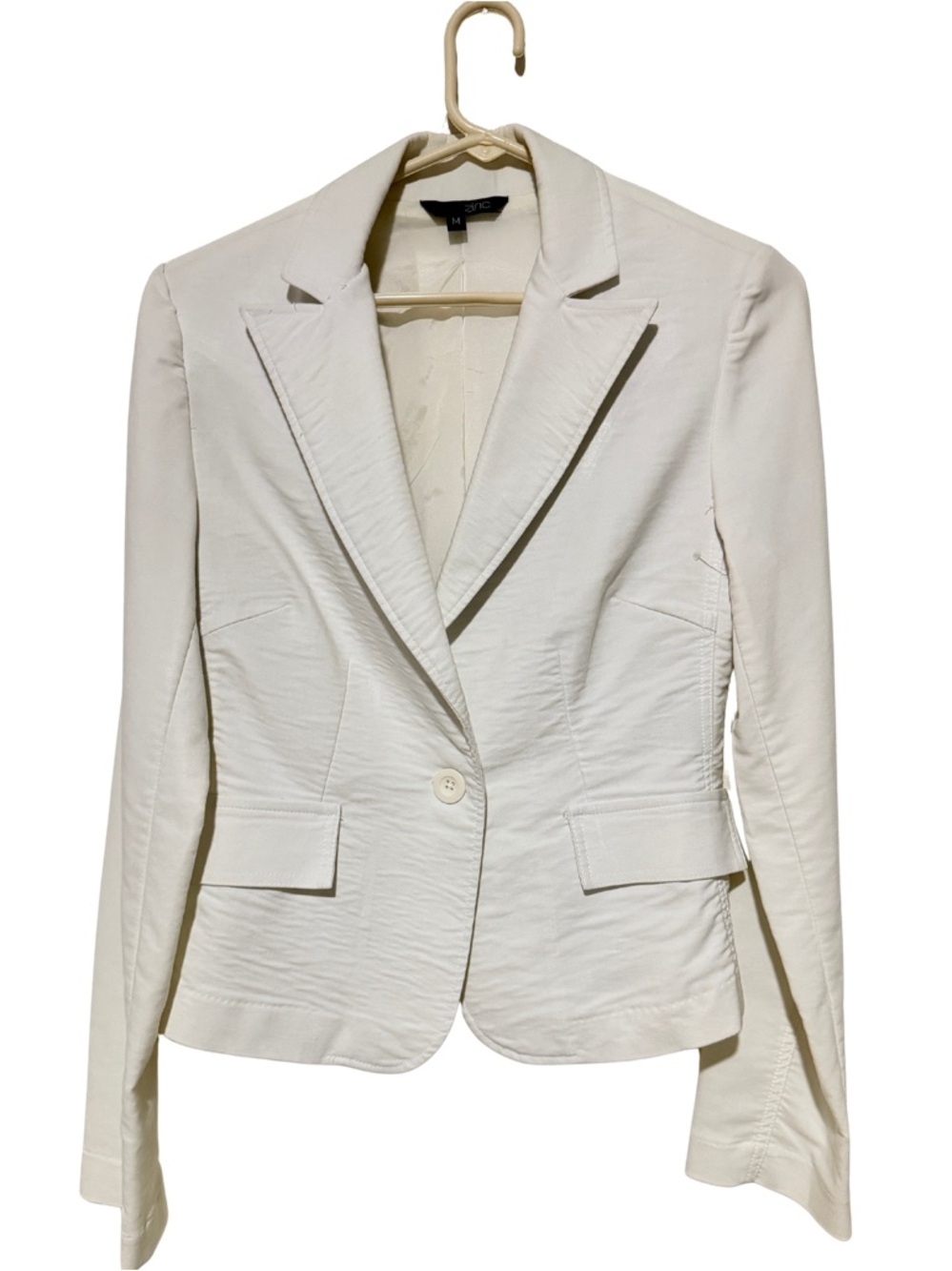 ZINC Cream Blazer Jacket Single Button Fitted Size Medium Pit-to-Pit 17.5
